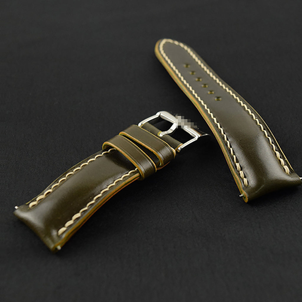 Two-sided genuine leather watch strap - horsehide front, top-grain leather back - handmade, universal fit for Apple, Huawei, Tissot