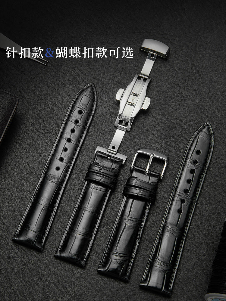 Double-sided alligator leather watch strap, genuine leather for men and women, fits Omega, Jaeger-LeCoultre, IWC, Vacheron Constantin, Blancpain, Montblanc series watches.