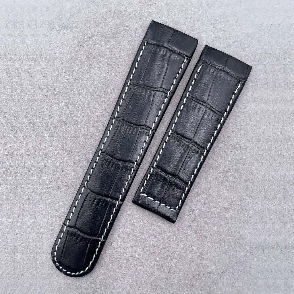 Genuine Alligator Leather & Calfskin Watch Strap for Ebel 22mm, Replacement Watch Band