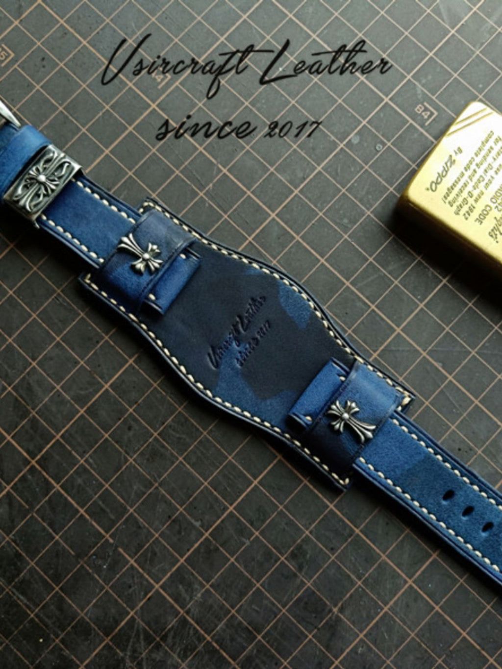 Italian Camouflage Vegetable-Tanned Leather Watch Strap - Hypoallergenic Lining, Soft & Wear-Resistant, Pin Buckle, Customizable