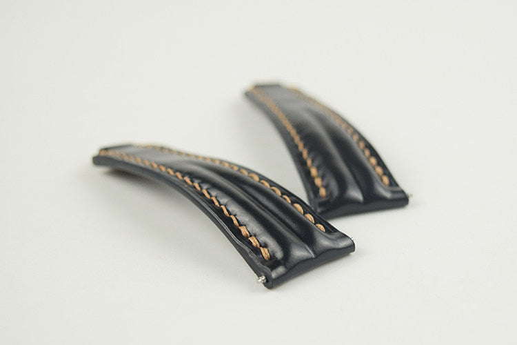 Handmade Cowhide Watch Strap for Rolex Oyster Perpetual Submariner (Black/Green), Yacht-Master, and Daytona (Rainbow)