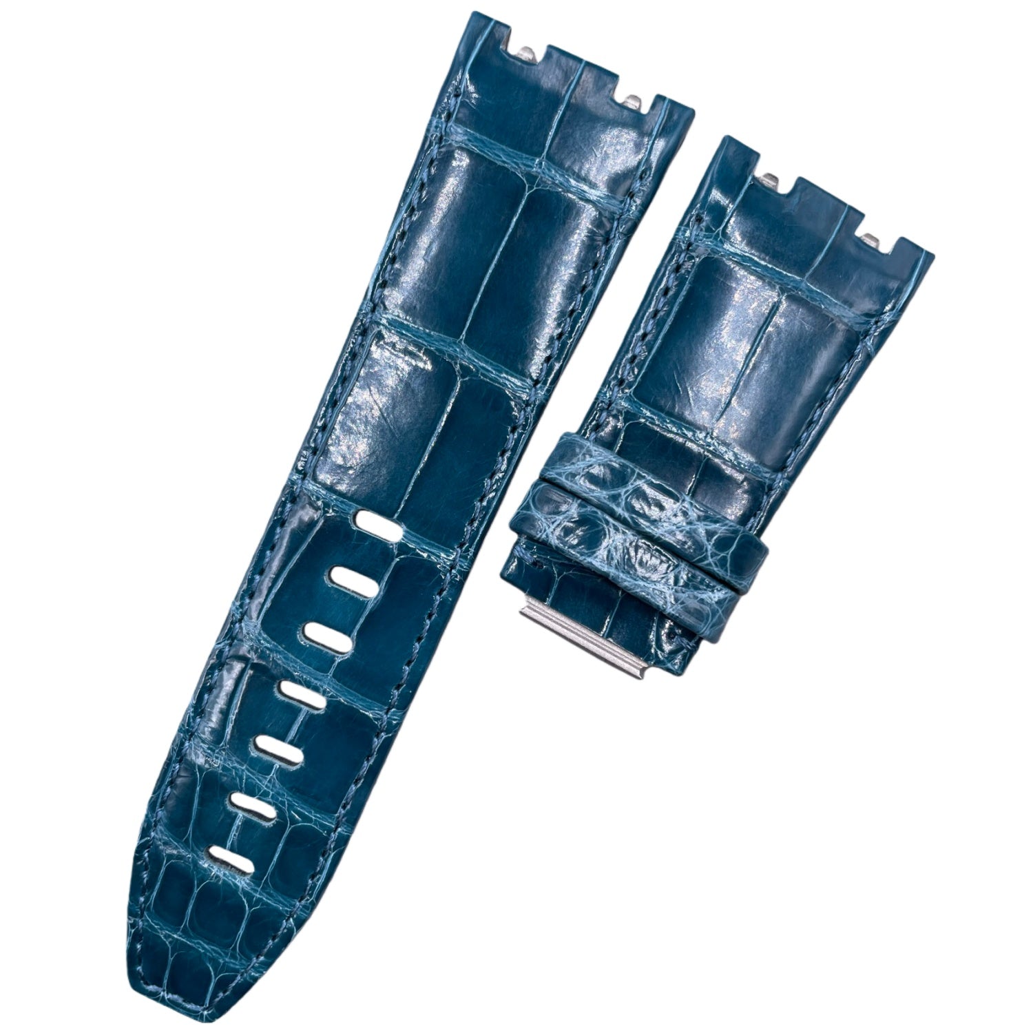 Compatible with Audemars Piguet 26420, Dark Grey Crocodile Leather Watch Strap