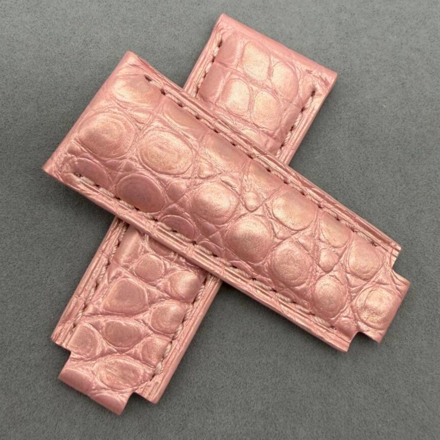 Compatible with Rolex Submariner Pearl Powder Crocodile Leather Watch Strap