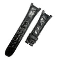 Handcrafted Black Glossy Circular Pattern Alligator Leather Watch Strap for Patek Philippe Ladies' 7010