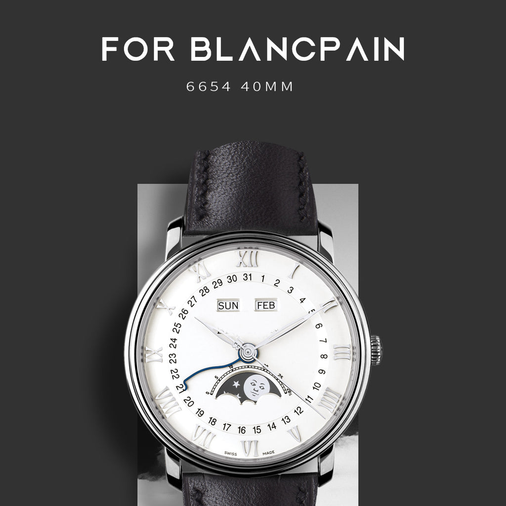 Fits Blancpain 6654 calfskin watch strap