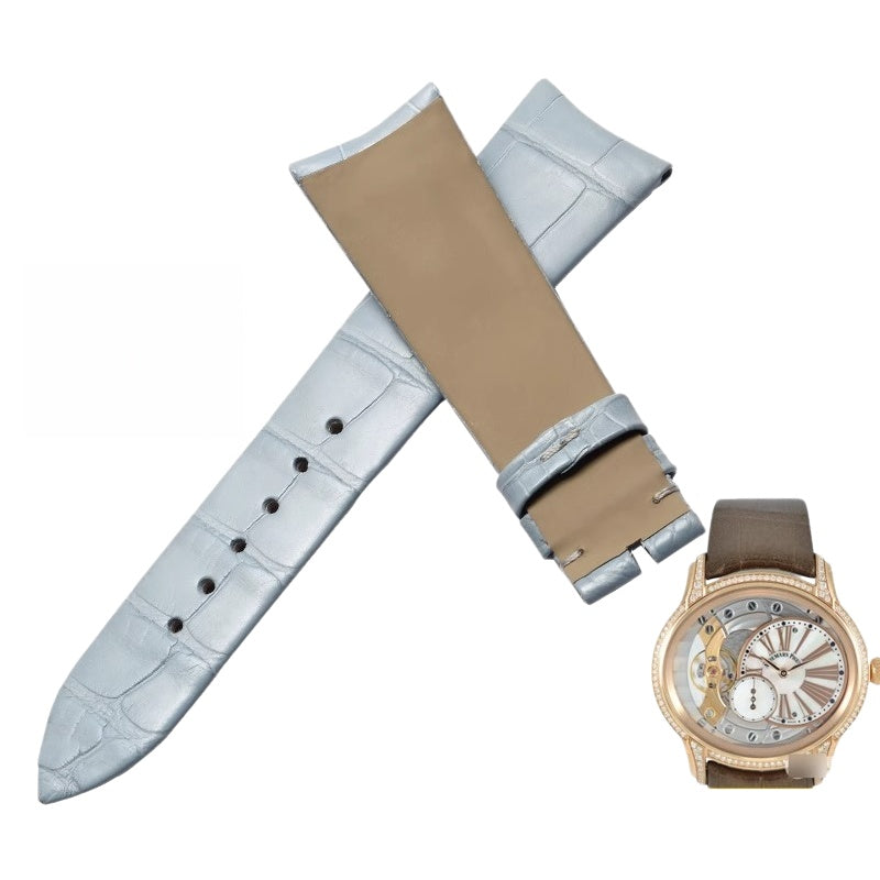 American alligator watch strap, replacement for Audemars Piguet Millenary 77247 women's watch, genuine leather, curved end