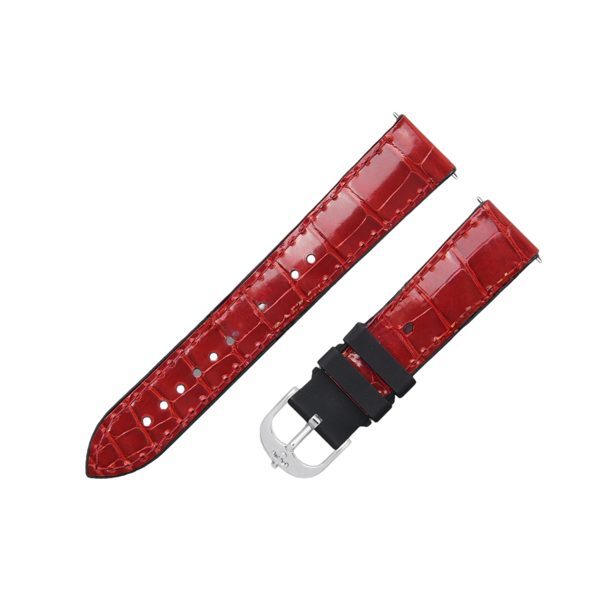 Fits Omega, Tudor, Rolex, IWC Watch Straps – ALLIGATOR Leather with Rubber Insert Watch Strap