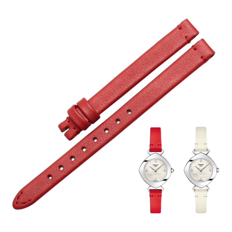 Genuine leather watch strap for women, 8mm width, compatible with Tissot T113.109A
