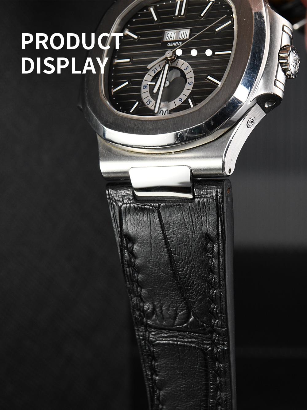 Fits Patek Philippe Nautilus ALLIGATOR leather watch strap + buckle