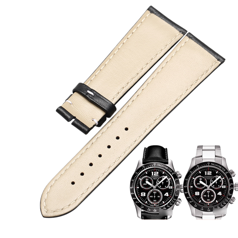 Genuine cowhide leather watch strap for Tissot 1853 T039.417A V8, fits T039, men's 22MM