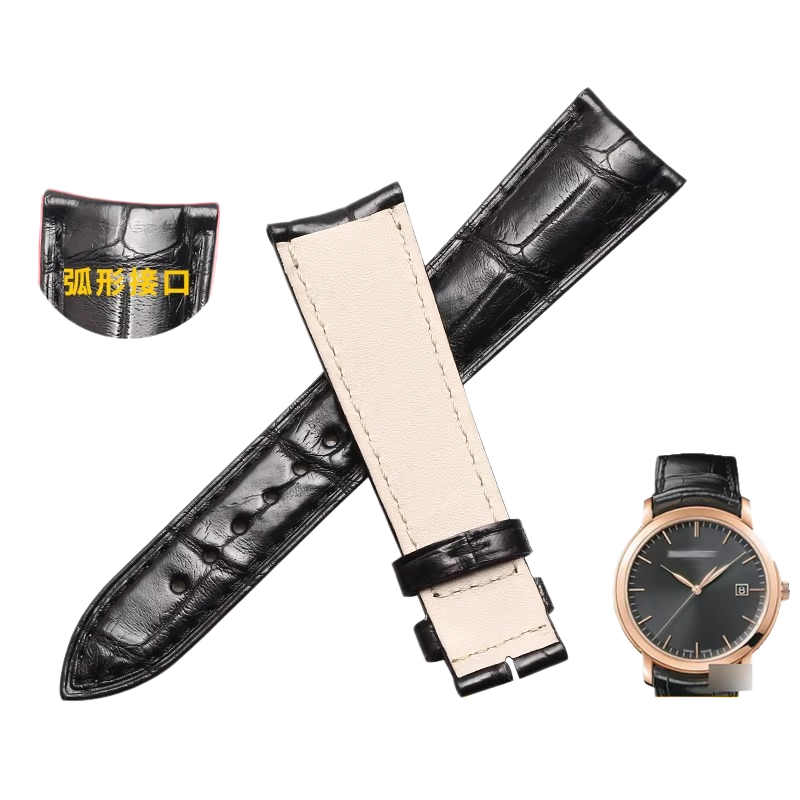 Genuine ALLIGATOR watch strap, replacement for AP Royal Oak Millennium 15350OR.OO.D093CR.01, Jules Audemars 15170OR.OO.A002CR.01curved end, for men