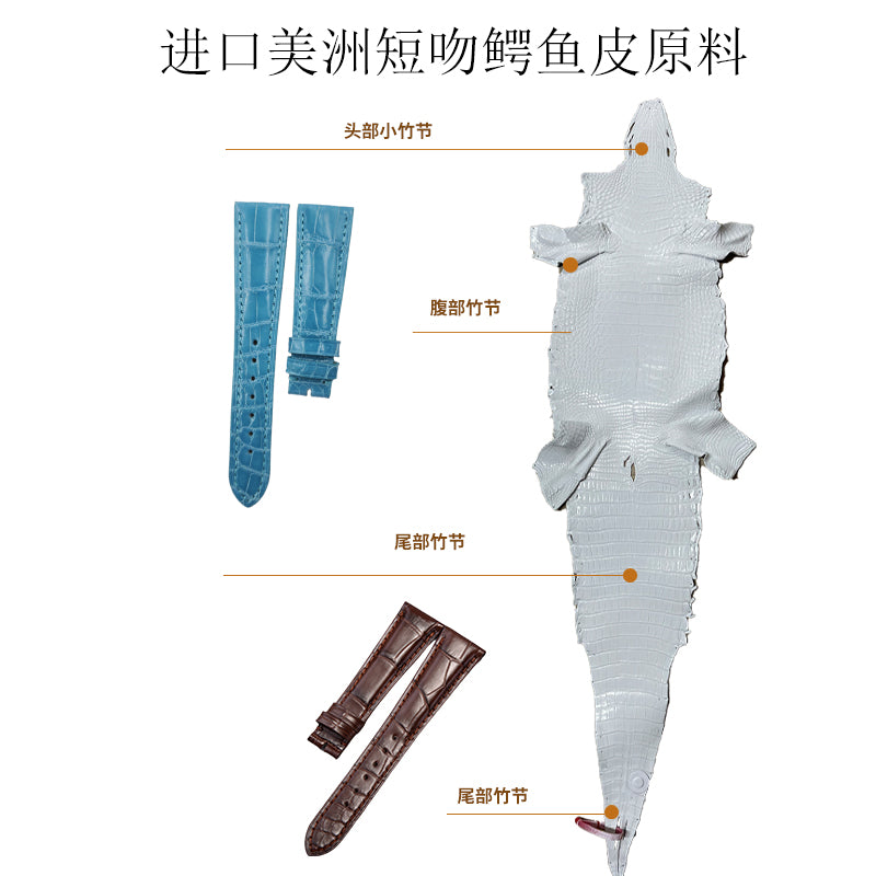 Compatible with Patek Philippe 5320, 5146, 5227 Grand Complications Chronograph series, ALLIGATOR leather watch strap