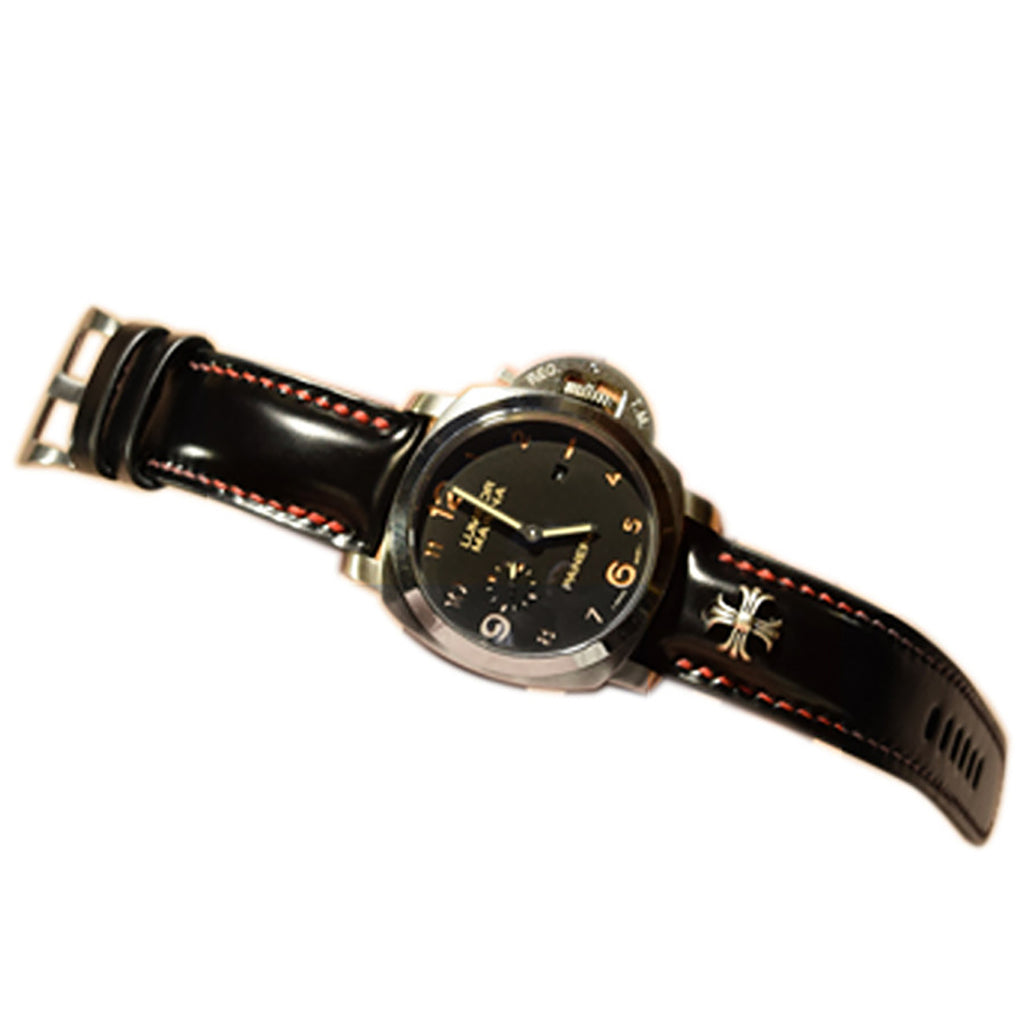 Handcrafted Horsehide Leather Watch Strap with Silver-Tone Hardware for Panerai Watches - Vintage & Premium Aesthetic