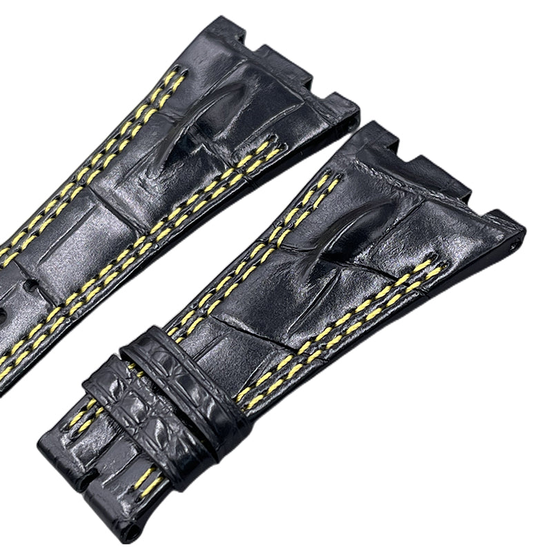 Compatible with Audemars Piguet Royal Oak Offshore 26176, black ALLIGATOR leather watch strap for men, 28mm