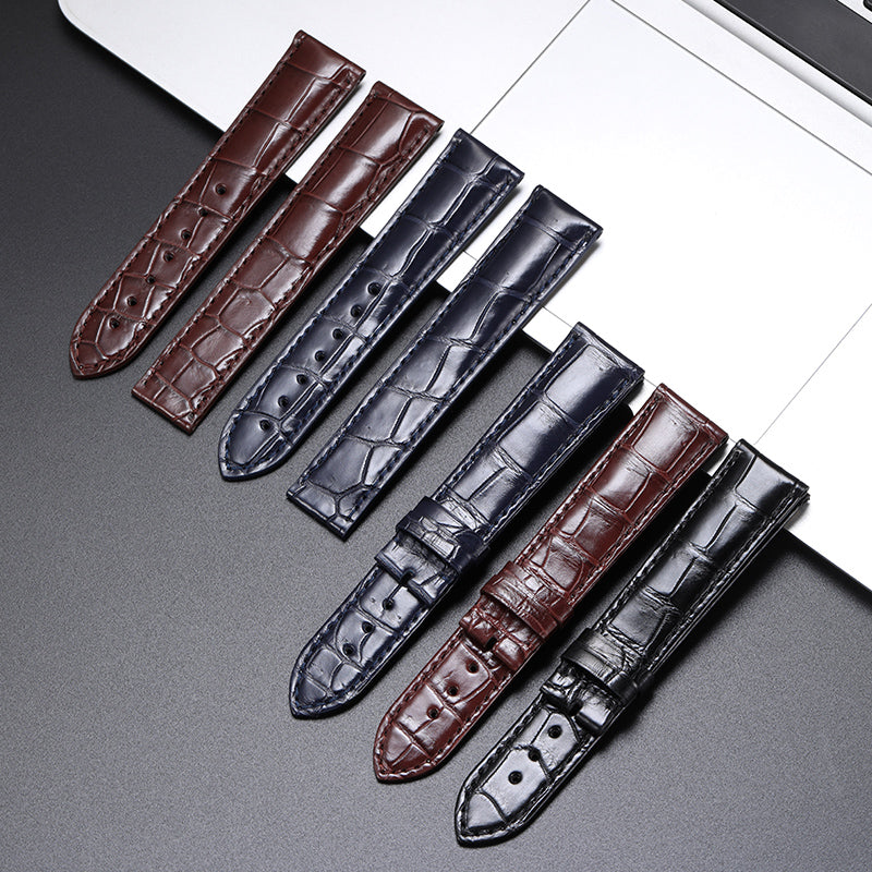 Genuine American Alligator Leather Premium Replacement Band Without Buckle for Omega Men | Speedmaster 310.32.42.50.01.002, Seamaster 210.30.42.20.01.001, De Ville Prestige 424.13.40.21.02.001 431.13.41.21.01.001