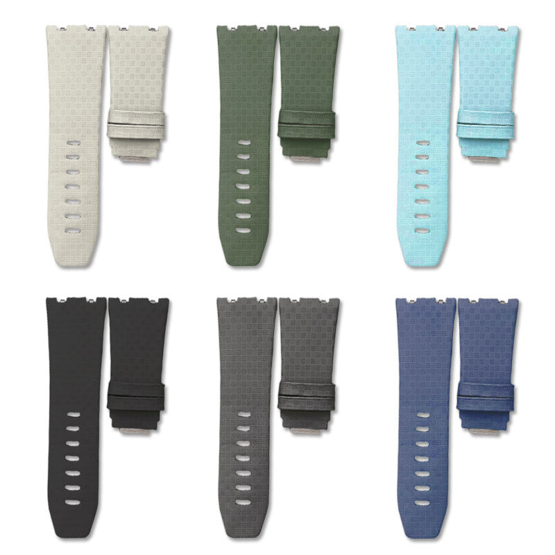 Fluororubber quick-release black watch strap compatible with Audemars Piguet Royal Oak Offshore 15720 & 26420