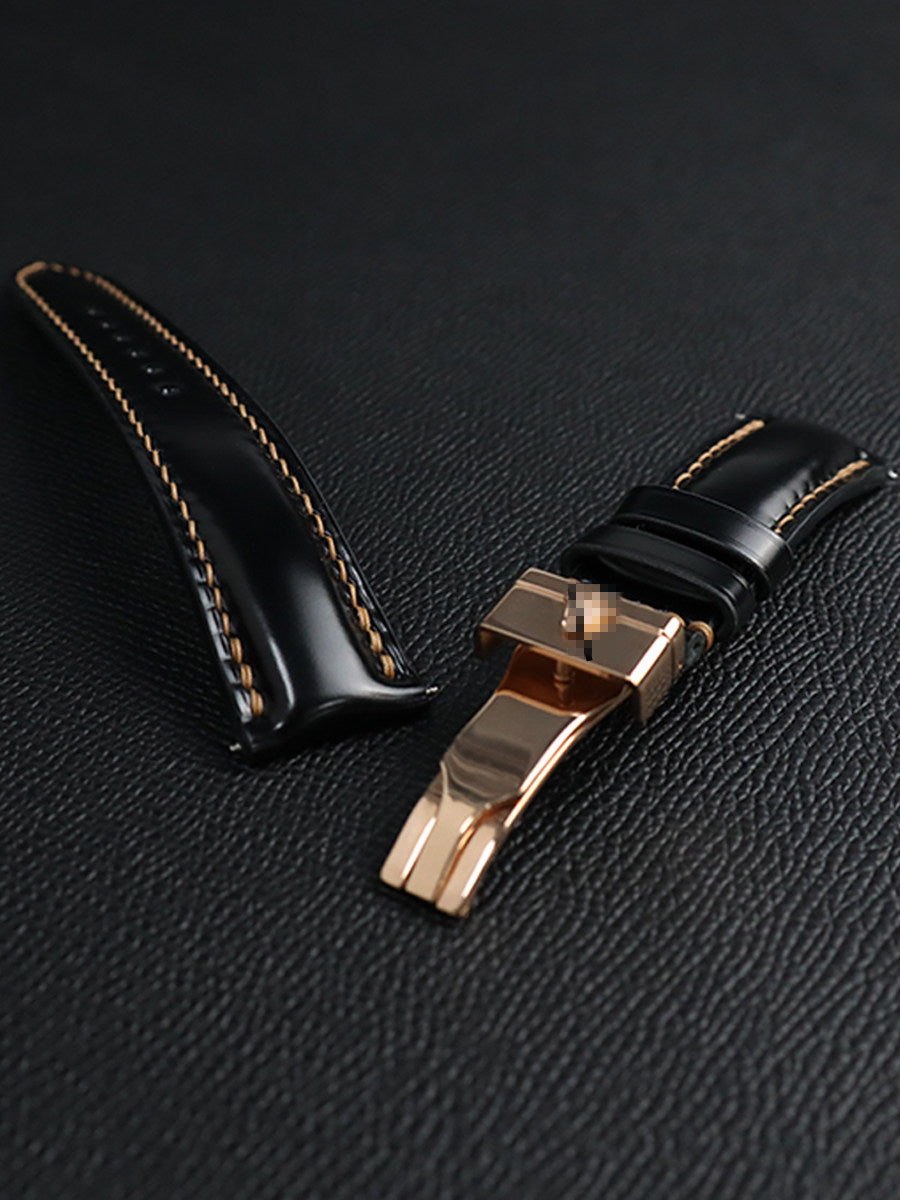 Horween Chromexcel Leather Watch Strap - Compatible with Rolex Yacht-Master, Submariner (Black/Green), Explorer, and Rainbow Daytona