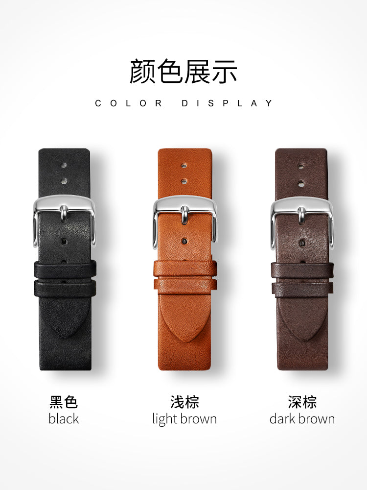 French genuine calfskin watch strap, flat grain ultra-thin design for men and women, fits Tissot, Longines, Omega, CK, Armani, DW