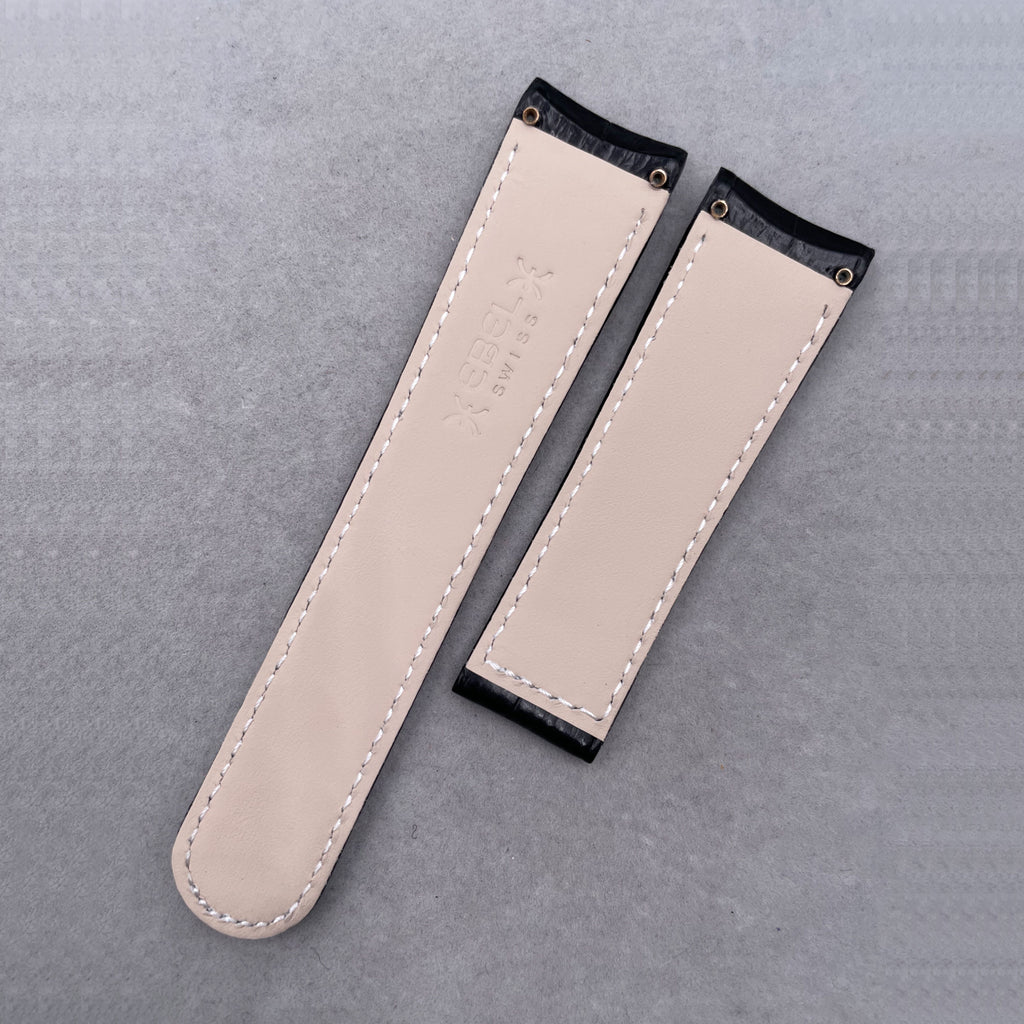 Genuine Alligator Leather & Calfskin Watch Strap for Ebel 22mm, Replacement Watch Band