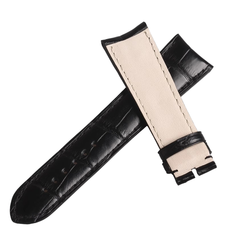 Genuine alligator watch strap, replacement for GP Girard-Perregaux Special 49805, curved end, for men