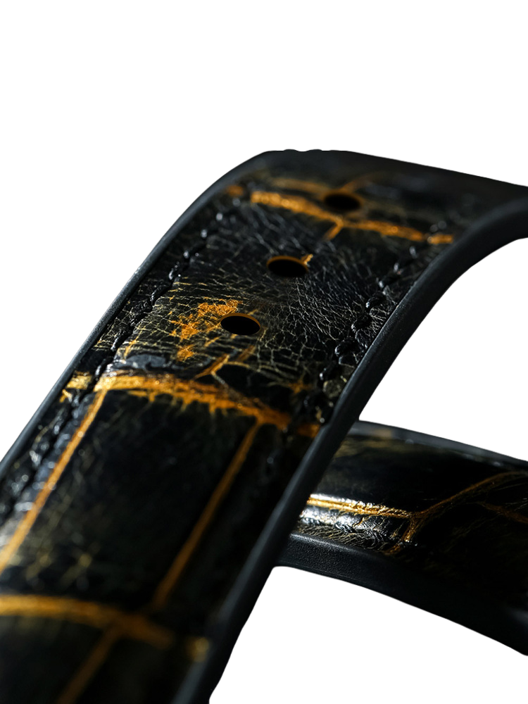 Fits Omega, Tudor, Rolex, IWC Watch Straps – ALLIGATOR Leather with Rubber Insert Watch Strap