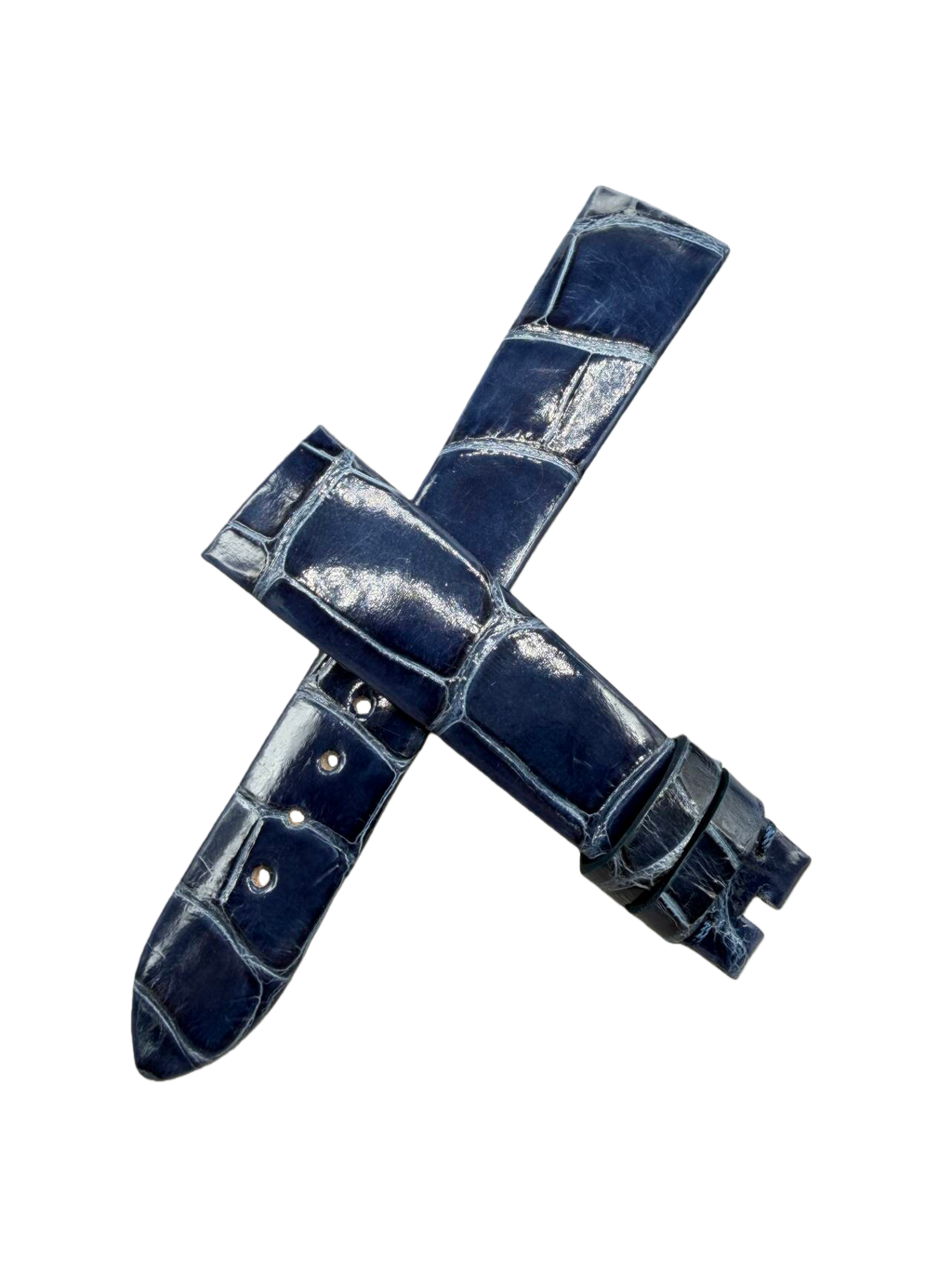 Dark Blue Crocodile Leather Watch Strap Compatible with Bvlgari LVCEA Series