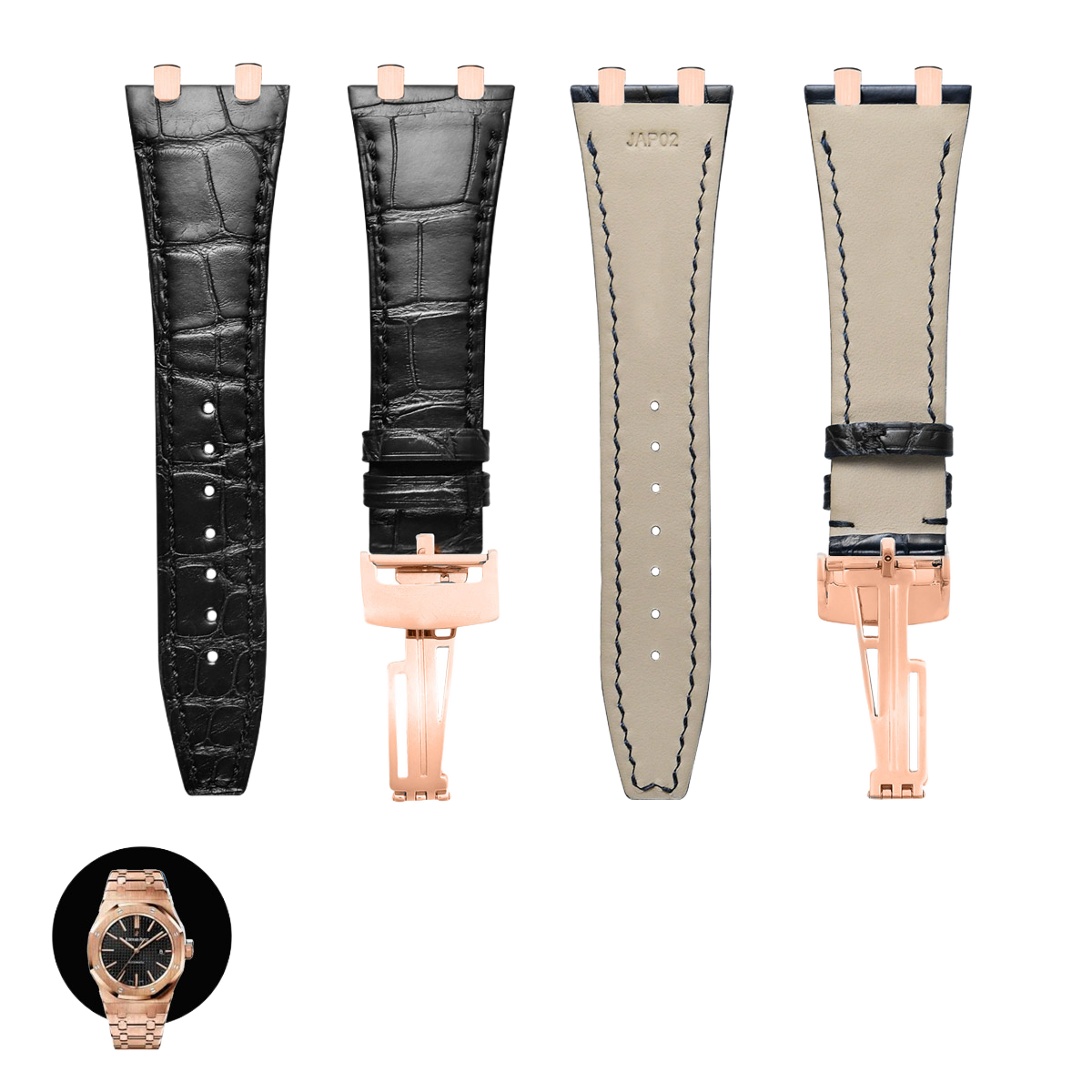 Fits Audemars Piguet 15400 15500 26239 Watch Straps – ALLIGATOR Leather Watch Strap