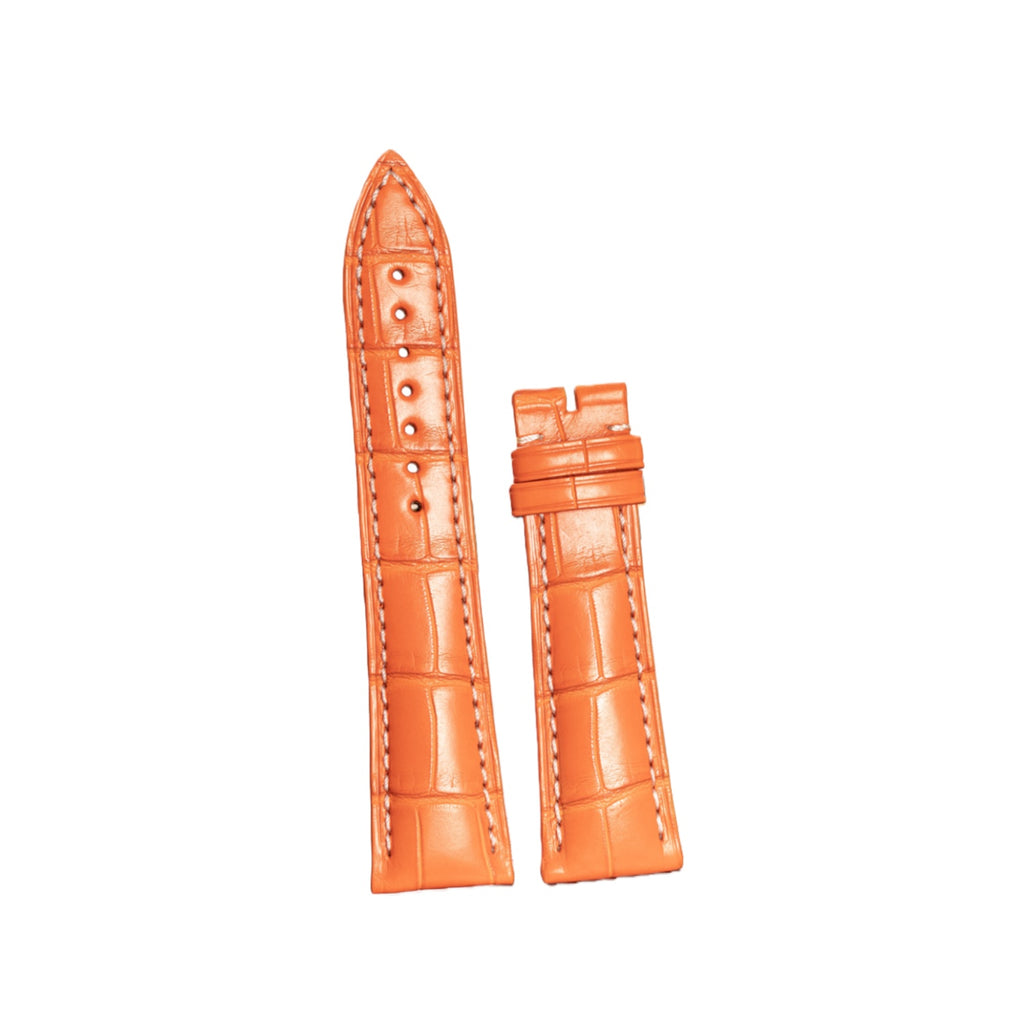 Handmade Custom Double Sided Orange Alligator Leather Watch Band, Premium Strap for Franck Muller