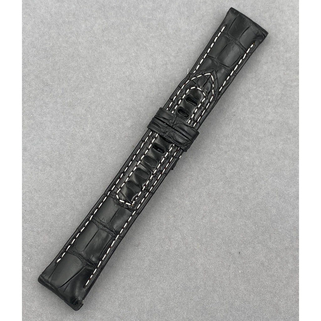 Compatible with Omega Speedmaster Series - Moonphase Dark Side of the Moon Curved Interface Alligator Leather Watch Strap