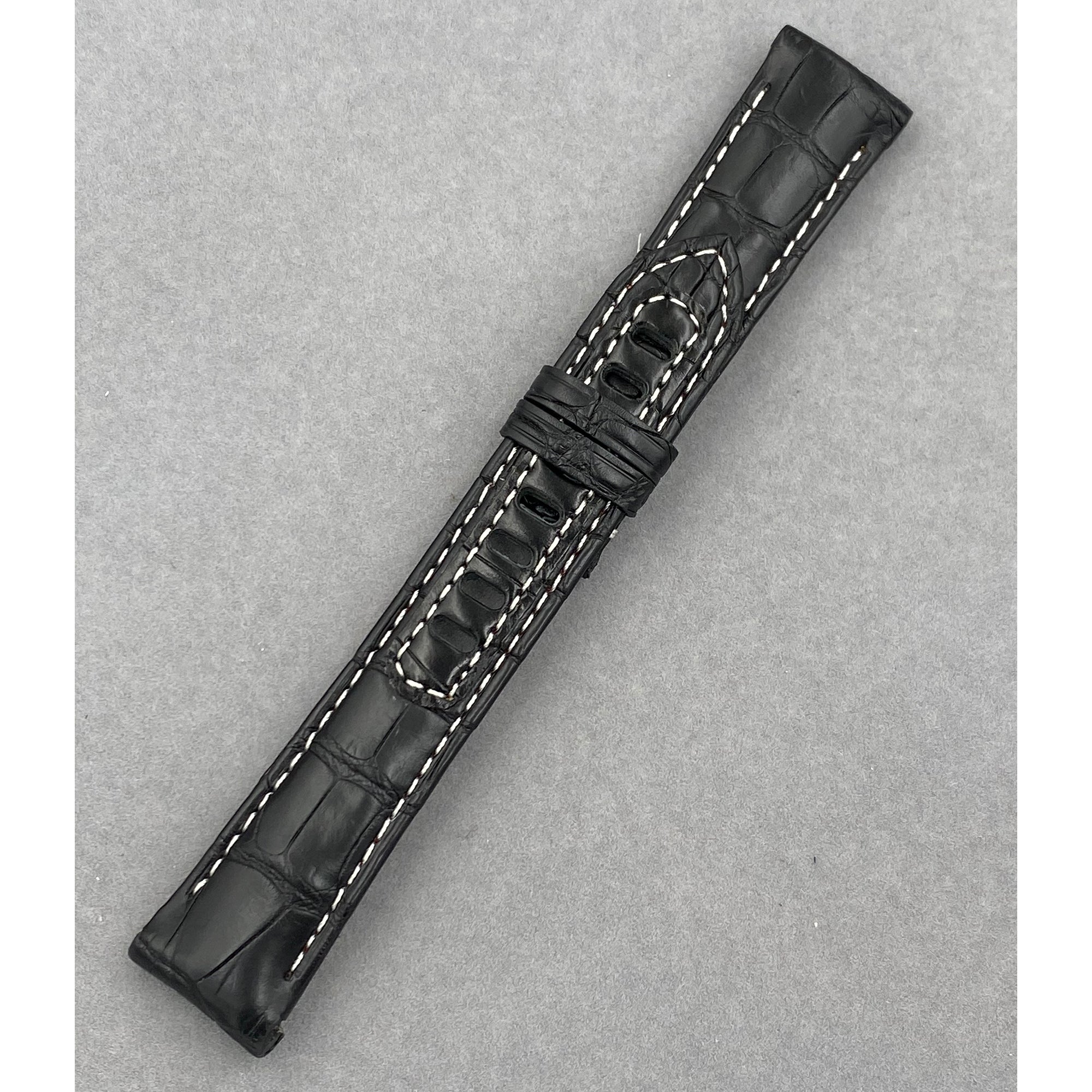 Compatible with Omega Speedmaster Series - Moonphase Dark Side of the Moon Curved Interface Alligator Leather Watch Strap