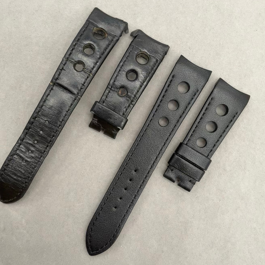 Compatible with Tudor Pelagos M20530N-0007 Tudor Strap Calf Leather Curved End Strap