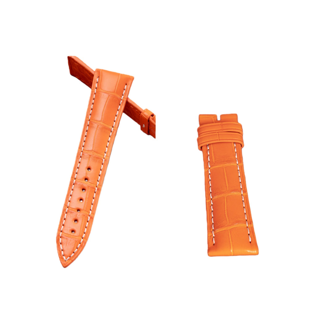 Handmade Custom Double Sided Orange Alligator Leather Watch Band, Premium Strap for Franck Muller