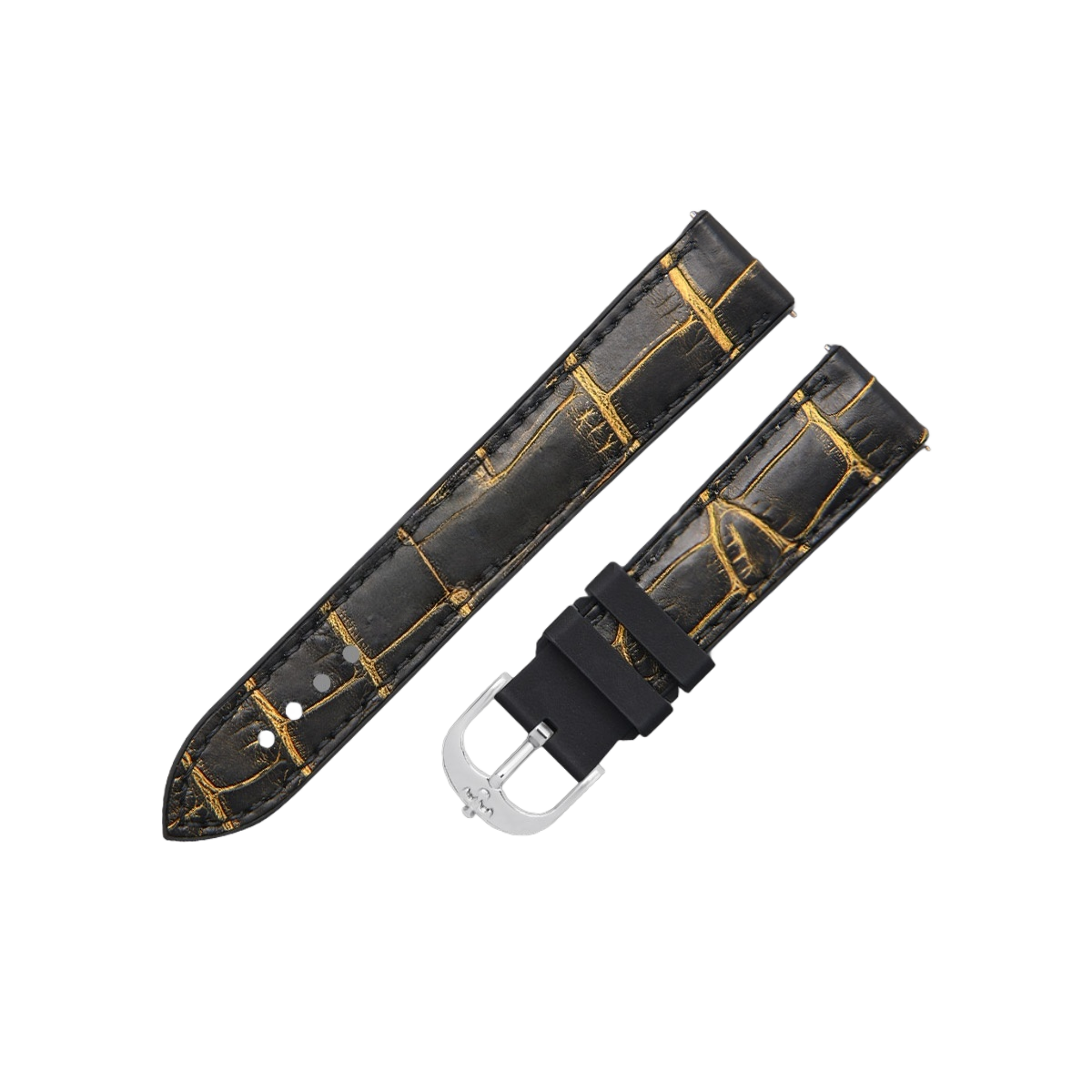 Fits Omega, Tudor, Rolex, IWC Watch Straps – ALLIGATOR Leather with Rubber Insert Watch Strap