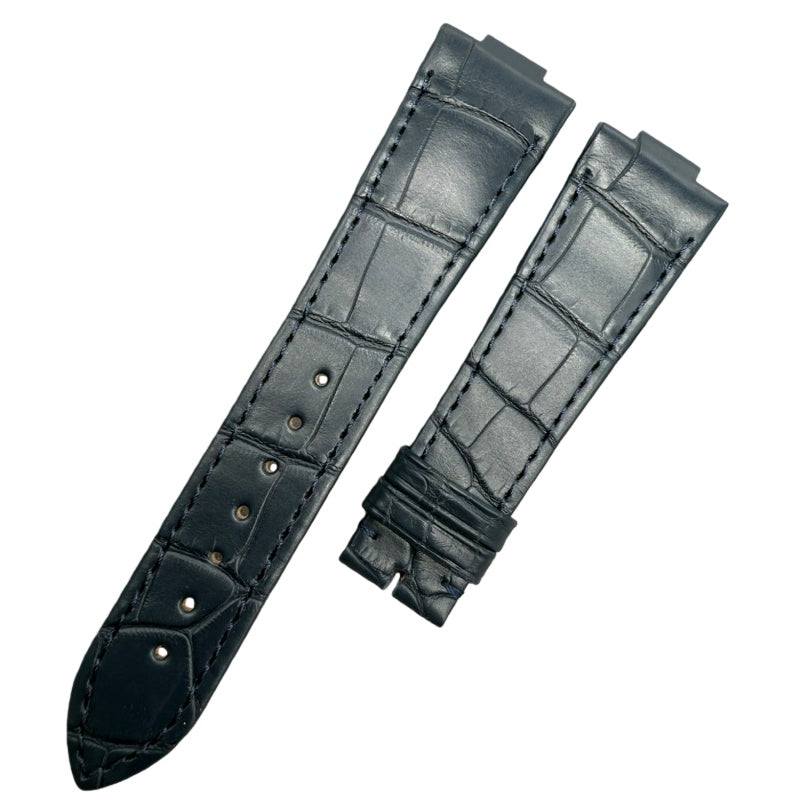 Handcrafted Alligator Leather Watch Strap with Bamboo Pattern - For Ulysse Nardin Marine 1183-126 (Blue)