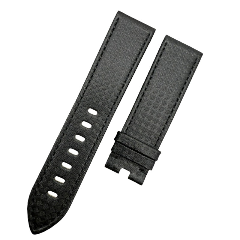 Handcrafted Black Carbon Fiber & Genuine Leather Watch Strap for Montblanc TimeWalker Series