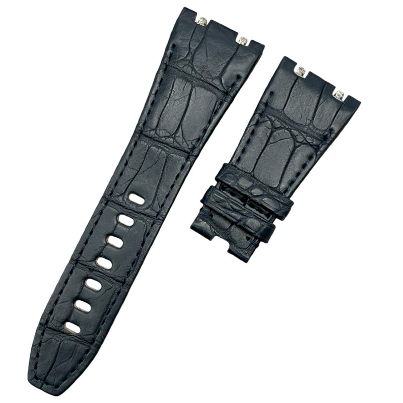 Handcrafted Double-Sided Crocodile Leather Watch Strap in Deep Blue, Custom-Fit for Audemars Piguet Royal Oak 15400 Series