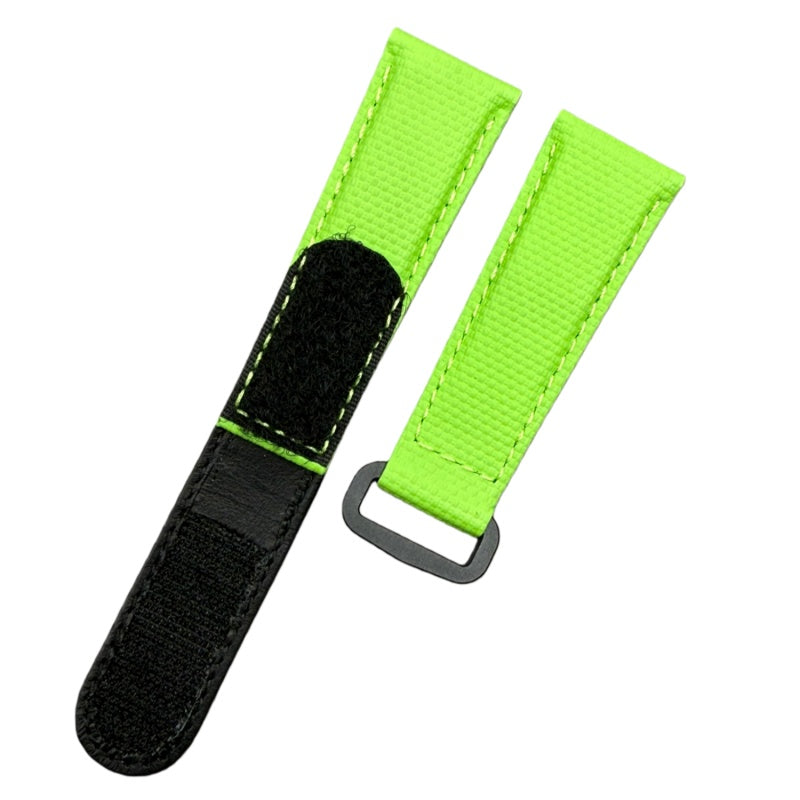 Handcrafted Custom Grass Green Nylon Texture Fluororubber Hook-and-Loop Strap for Rolex & Omega
