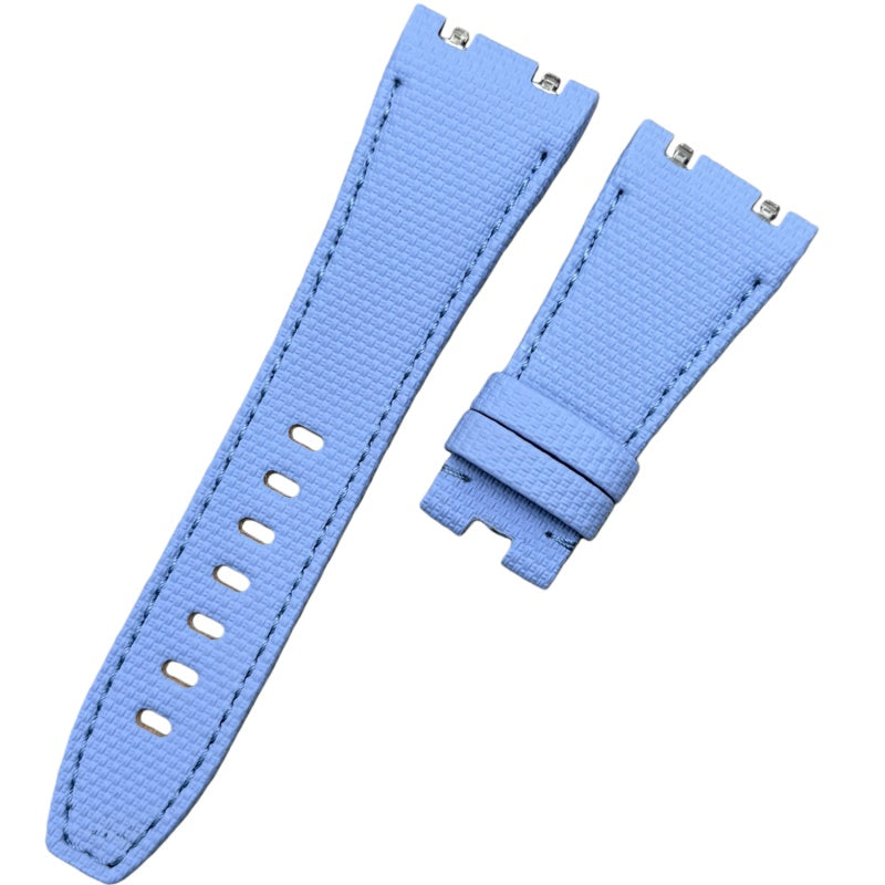 Handcrafted Light Blue Nylon-Fluororubber Quick-Release Watch Strap for Audemars Piguet 26420 15720
