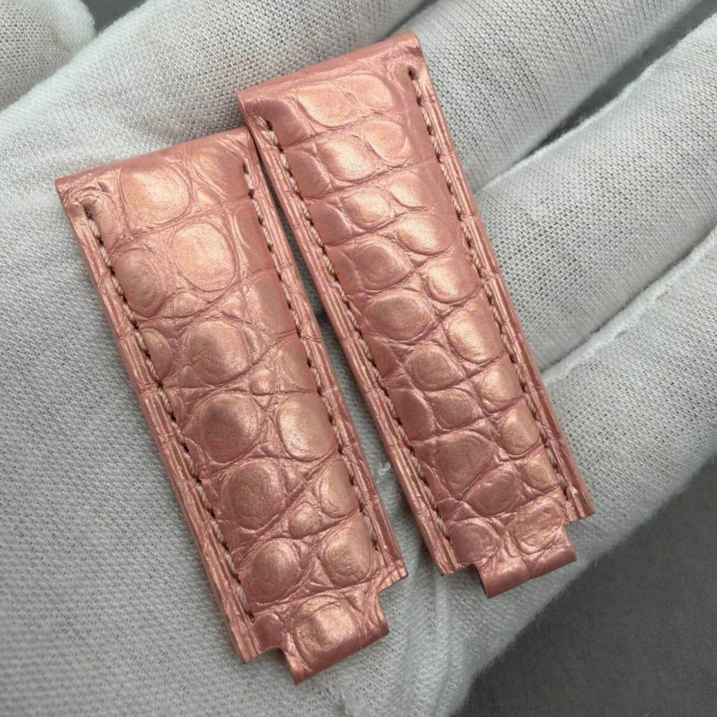 Compatible with Rolex Submariner Pearl Powder Crocodile Leather Watch Strap