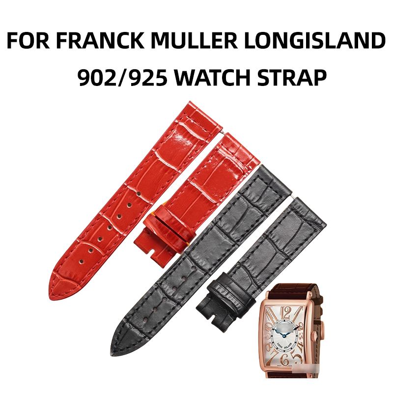 Replacement genuine cowhide leather watch strap, compatible with Franck Muller LONGISLAND 902 / 952