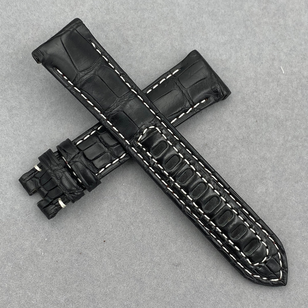 Compatible with Omega Speedmaster Series - Moonphase Dark Side of the Moon Curved Interface Alligator Leather Watch Strap