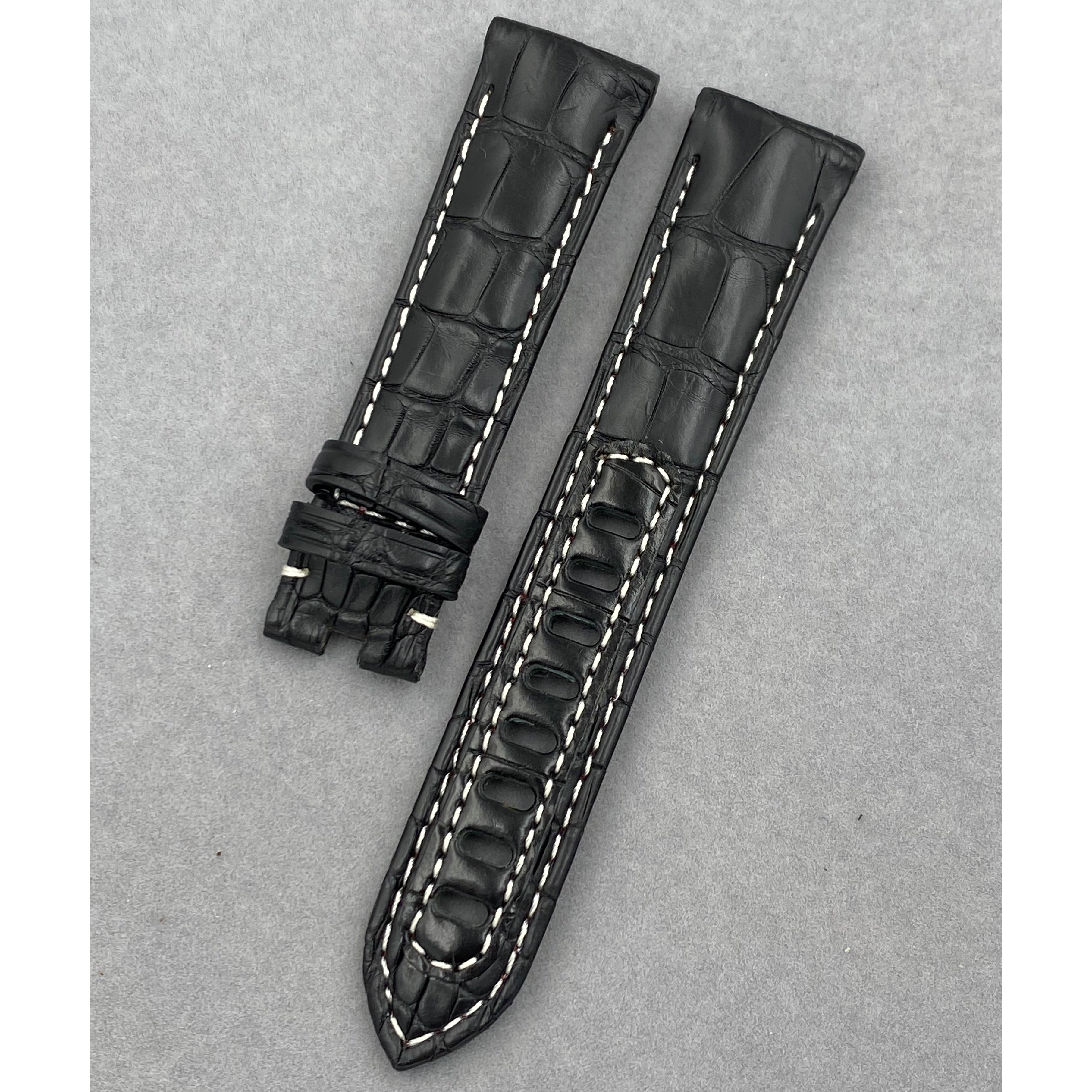 Compatible with Omega Speedmaster Series - Moonphase Dark Side of the Moon Curved Interface Alligator Leather Watch Strap