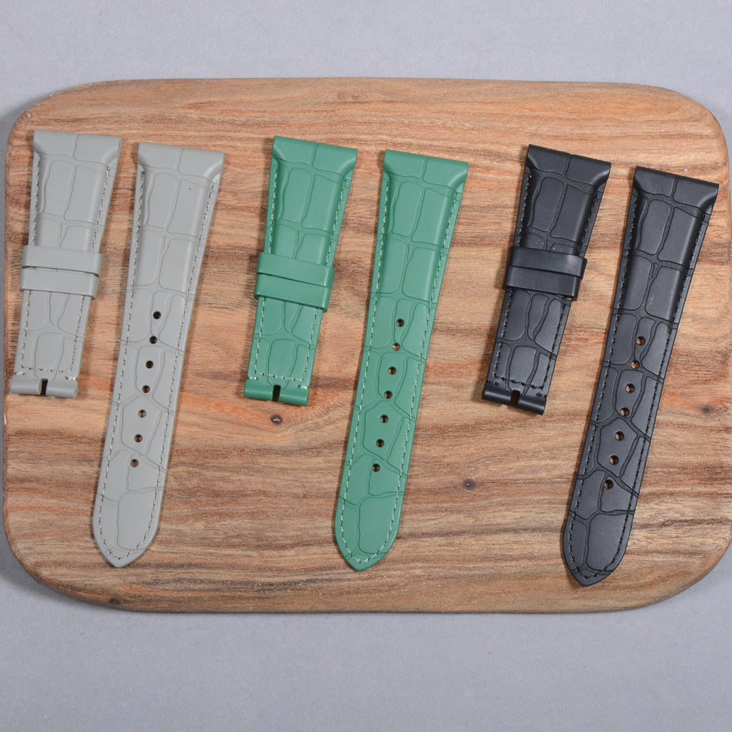 Compatible with Bvlgari Octo Series 102957 - Alligator Leather & Rubber Watch Strap