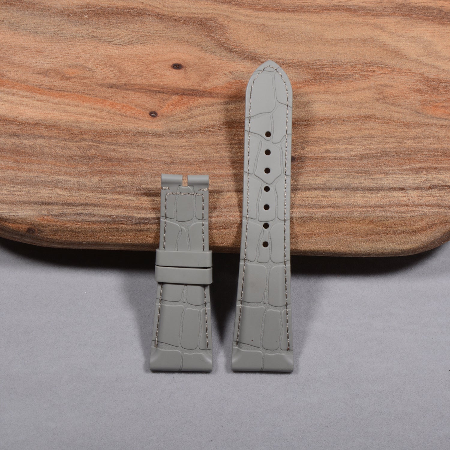 Compatible with Bvlgari Octo Series 102957 - Alligator Leather & Rubber Watch Strap