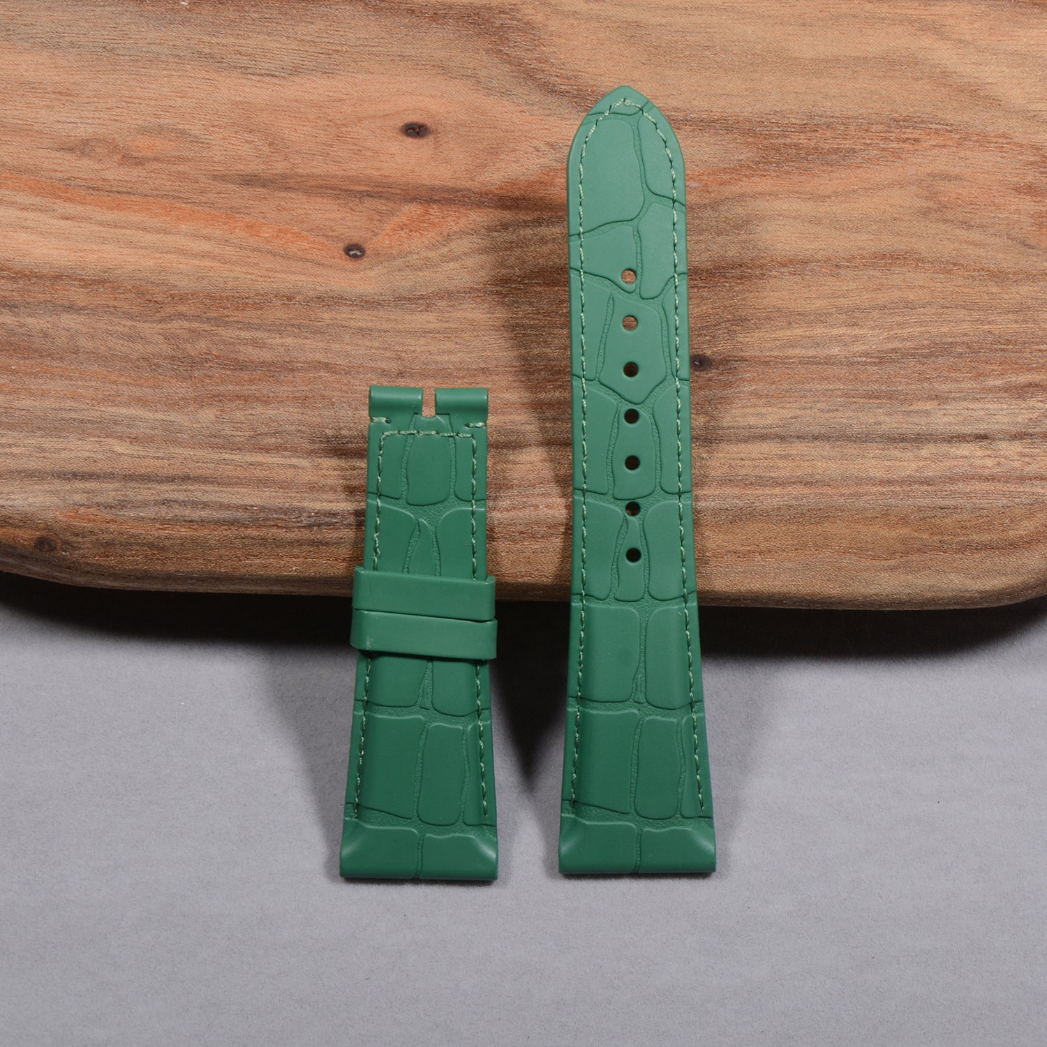 Compatible with Bvlgari Octo Series 102957 - Alligator Leather & Rubber Watch Strap