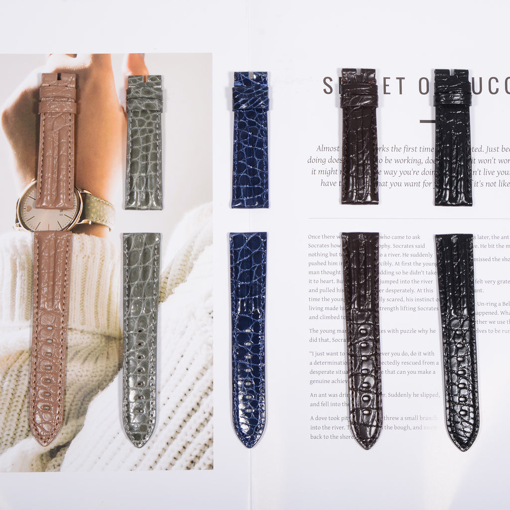 Compatible with Panerai Polished Alligator Leather Watch Strap