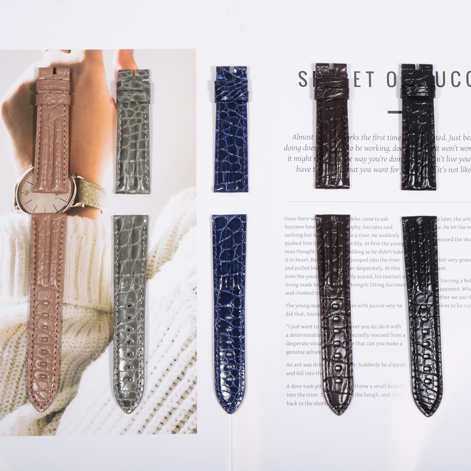 Compatible with Panerai Polished Alligator Leather Watch Strap