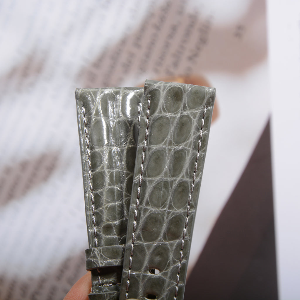 Compatible with Panerai Polished Alligator Leather Watch Strap