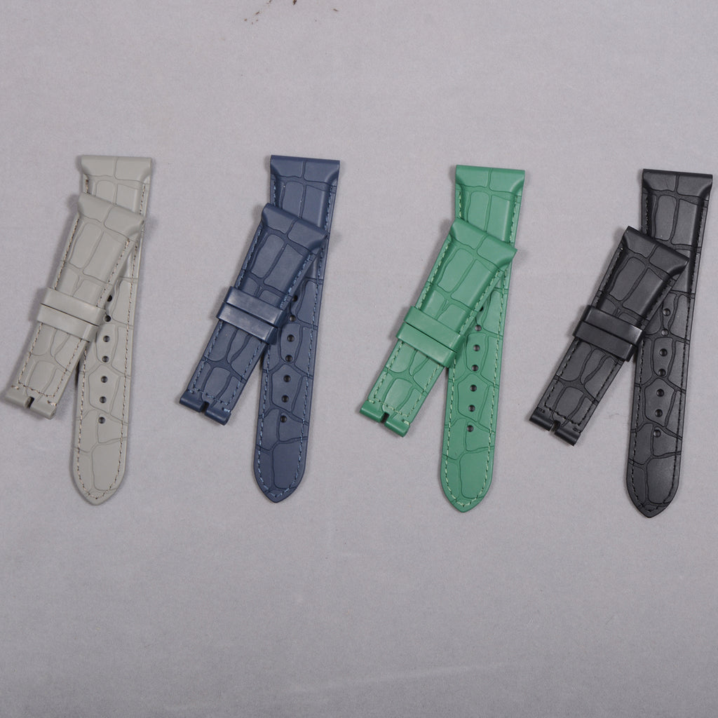 Compatible with Bvlgari Octo Series 102957 - Alligator Leather & Rubber Watch Strap