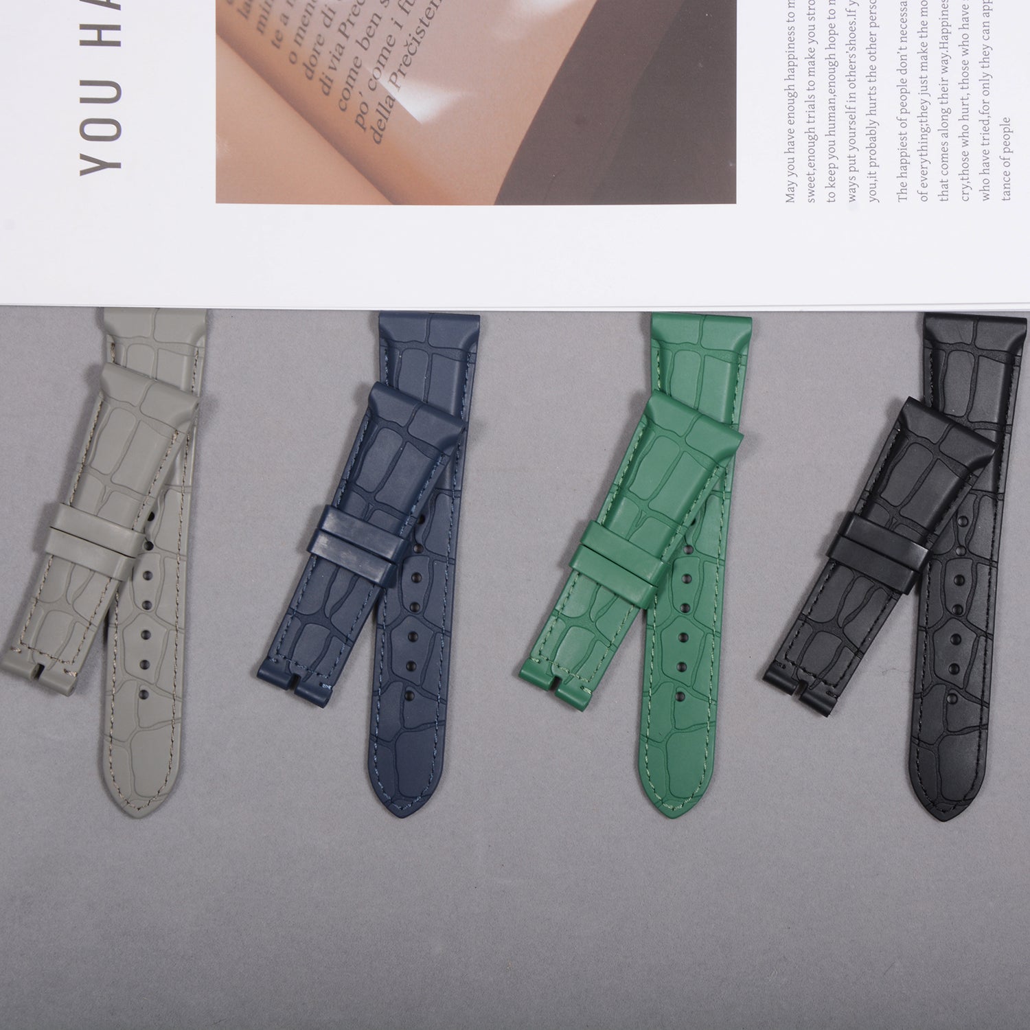 Compatible with Bvlgari Octo Series 102957 - Alligator Leather & Rubber Watch Strap